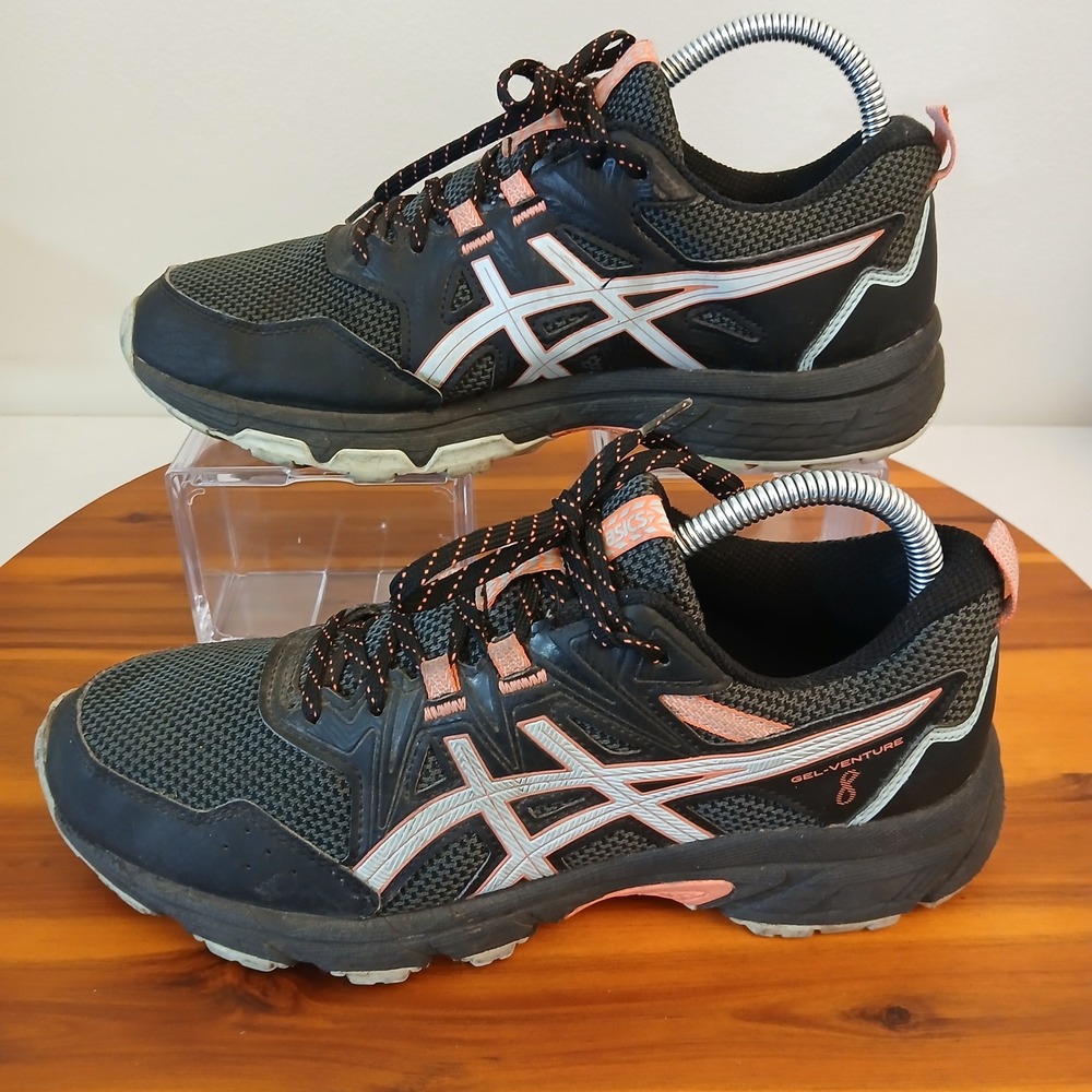 ASICS Gel‎ Venture 8 Womens 8.5 Black Running Shoes Sneakers Gym 1012A708